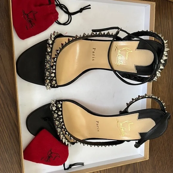 Christian Louboutin Black Studded Women's Sandals - Picture 5 of 12